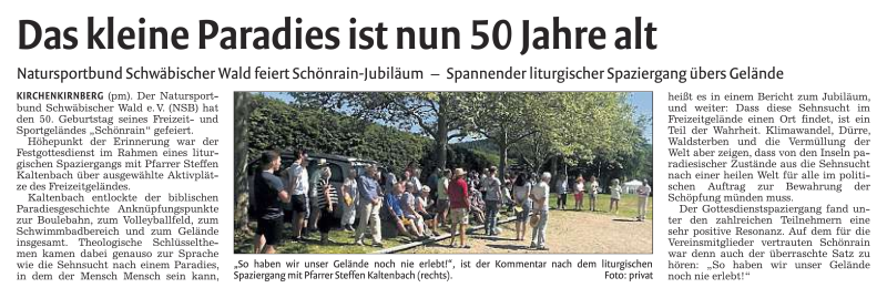 Murrhardter Zeitung 50 Jahre Gelände Natursportbund